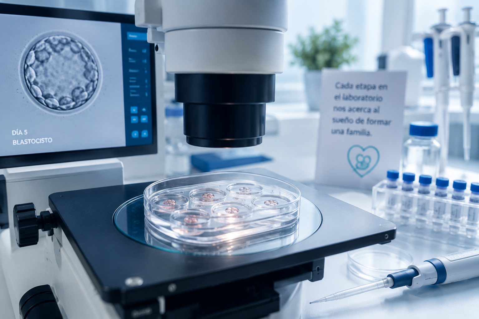 Laboratorio de fecundación in vitro con cultivo y observación de embriones